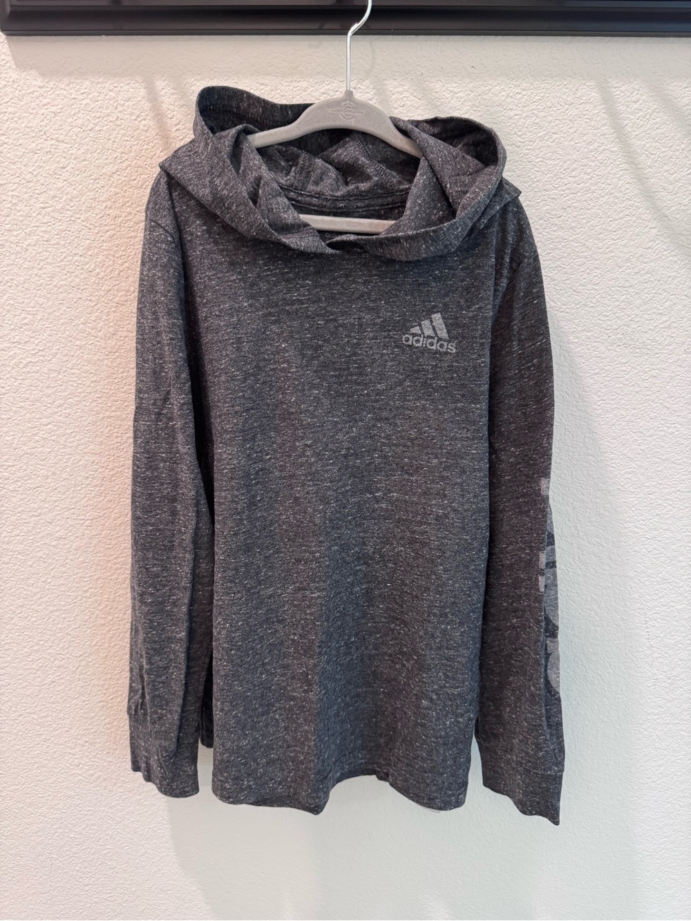 adidas Boy’s Dark Heather Gray Hoodie long sleeve shirt